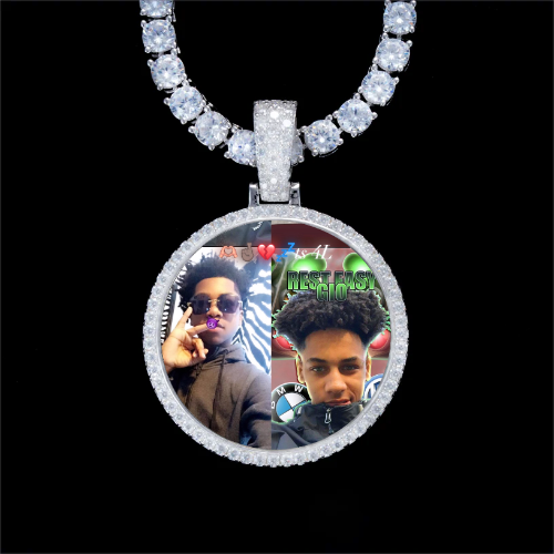 925S & VVS Moissanite 3D Circle Custom Picture Pendant