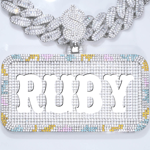 CUSTOM LETTER NECKLACE 3D COLORFUL SQUARE
