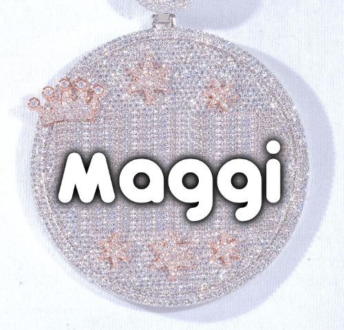 CUSTOM LETTER NECKLACE 3D BIG CROWN DISC