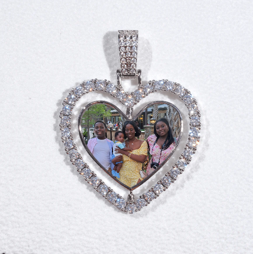 3D Spinning 2-Faced Heart Custom Picture Pendant