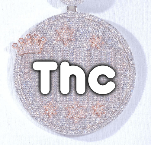 CUSTOM LETTER NECKLACE 3D BIG CROWN DISC
