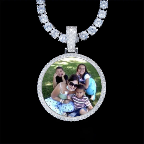 925S & VVS Moissanite 3D Circle Custom Picture Pendant
