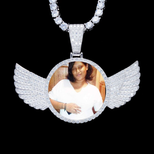 925S & VVS Moissanite 3D Wing Custom Picture Pendant