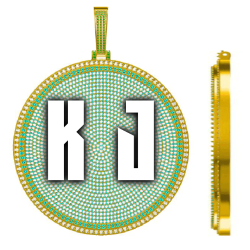 CUSTOM LETTER NECKLACE 3D BIG DISC