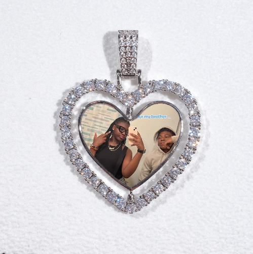 3D Spinning 2-Faced Heart Custom Picture Pendant