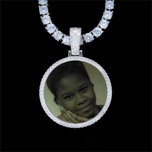925S & VVS Moissanite 3D Circle Custom Picture Pendant