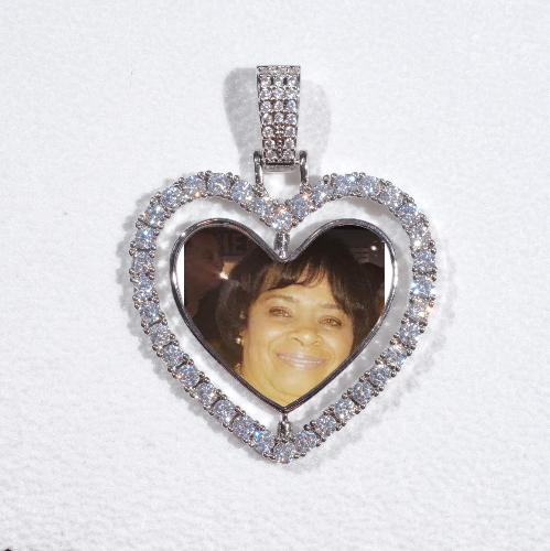 3D Spinning 2-Faced Heart Custom Picture Pendant
