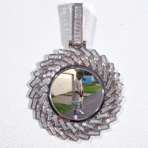 Large 3D Baguette Custom Picture Pendant