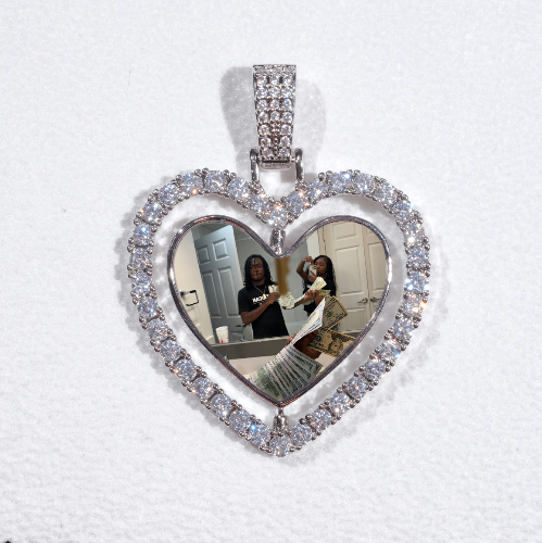 3D Spinning 2-Faced Heart Custom Picture Pendant