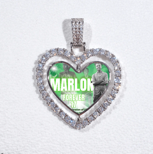 3D Spinning 2-Faced Heart Custom Picture Pendant