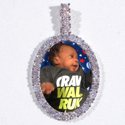 Large 3D Oval Custom Picture Pendant