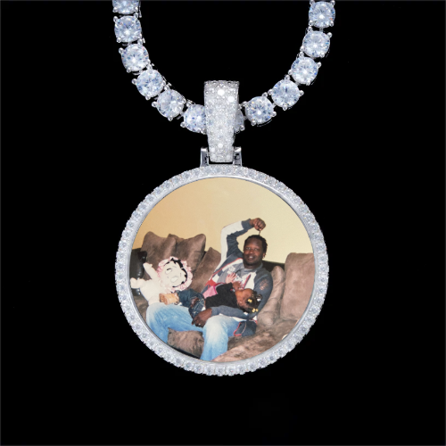 925S & VVS Moissanite 3D Circle Custom Picture Pendant