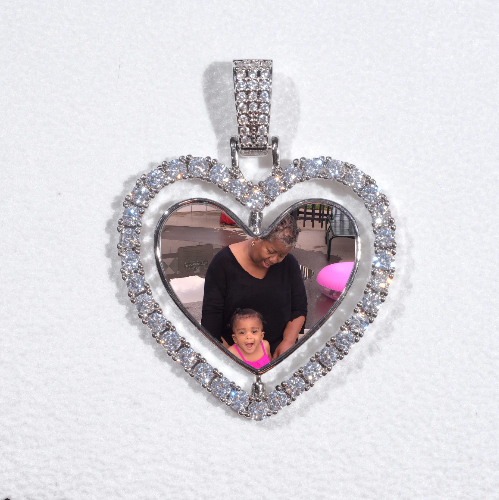 3D Spinning 2-Faced Heart Custom Picture Pendant
