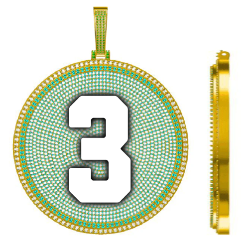 CUSTOM LETTER NECKLACE 3D BIG DISC