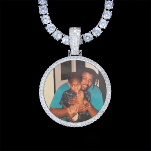 925S & VVS Moissanite 3D Circle Custom Picture Pendant