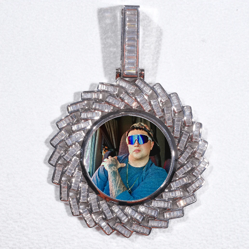 Large 3D Baguette Custom Picture Pendant