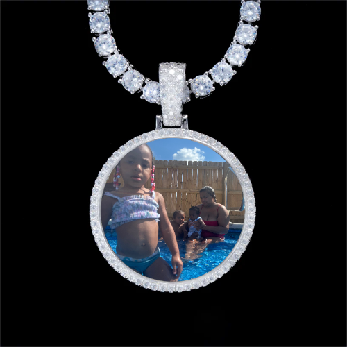 925S & VVS Moissanite 3D Circle Custom Picture Pendant