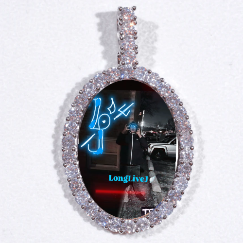 Large 3D Oval Custom Picture Pendant