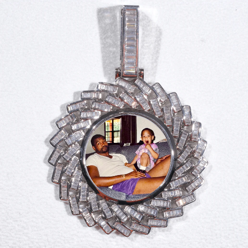 Large 3D Baguette Custom Picture Pendant