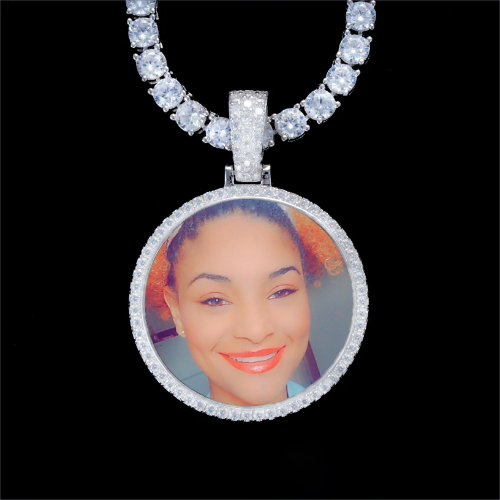 925S & VVS Moissanite 3D Circle Custom Picture Pendant