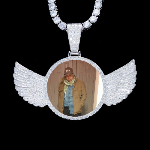 925S & VVS Moissanite 3D Wing Custom Picture Pendant