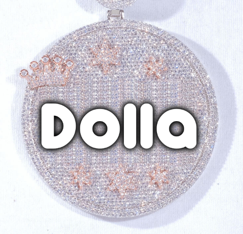 CUSTOM LETTER NECKLACE 3D BIG CROWN DISC
