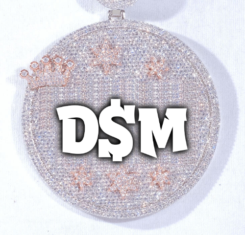 CUSTOM LETTER NECKLACE 3D BIG CROWN DISC