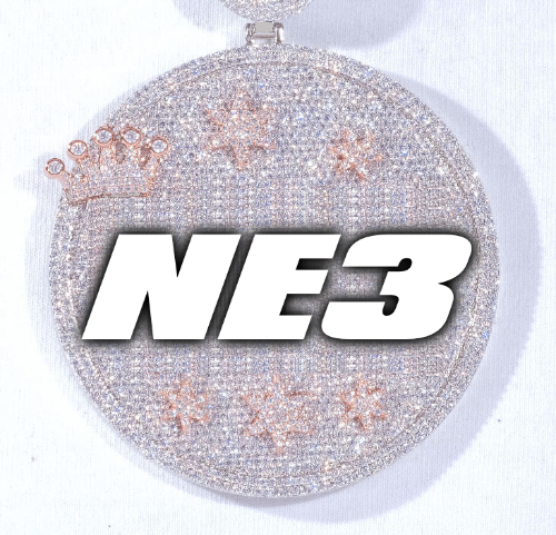 CUSTOM LETTER NECKLACE 3D BIG CROWN DISC