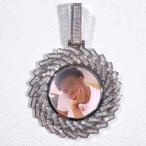 Large 3D Baguette Custom Picture Pendant