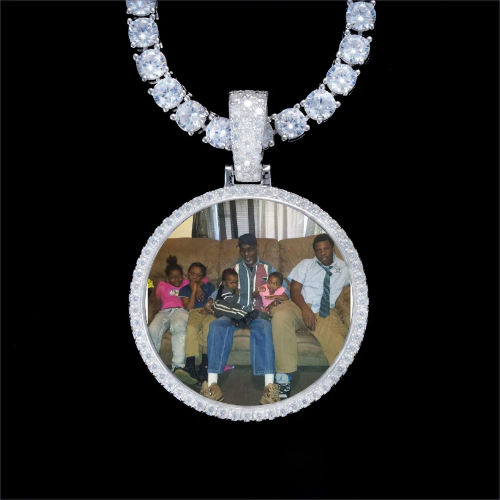 925S & VVS Moissanite 3D Circle Custom Picture Pendant