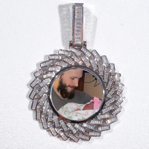 Large 3D Baguette Custom Picture Pendant