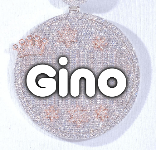 CUSTOM LETTER NECKLACE 3D BIG CROWN DISC