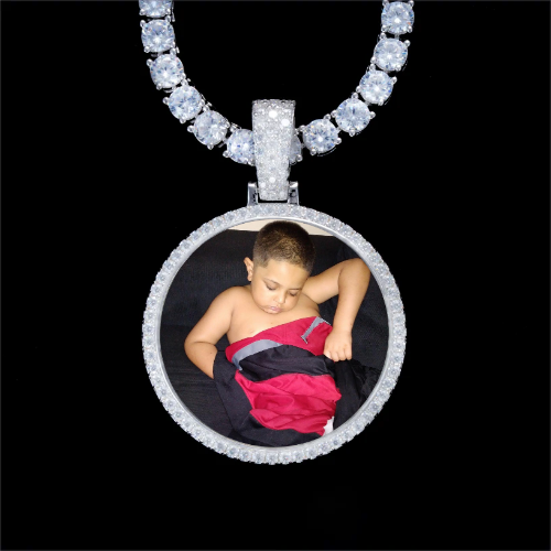 925S & VVS Moissanite 3D Circle Custom Picture Pendant