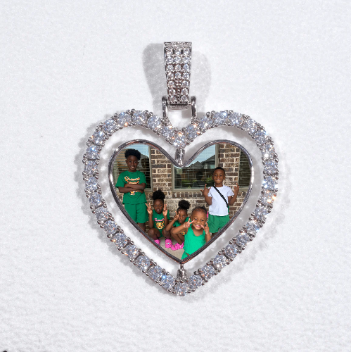 3D Spinning 2-Faced Heart Custom Picture Pendant