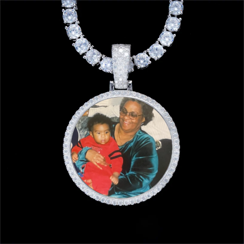 925S & VVS Moissanite 3D Circle Custom Picture Pendant