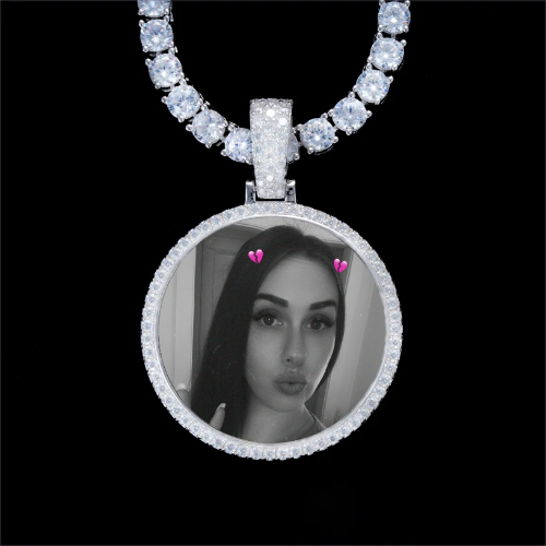 925S & VVS Moissanite 3D Circle Custom Picture Pendant