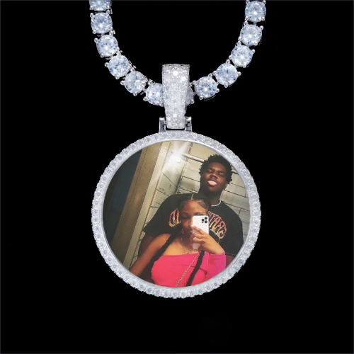 925S & VVS Moissanite 3D Circle Custom Picture Pendant