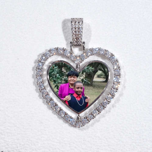 3D Spinning 2-Faced Heart Custom Picture Pendant