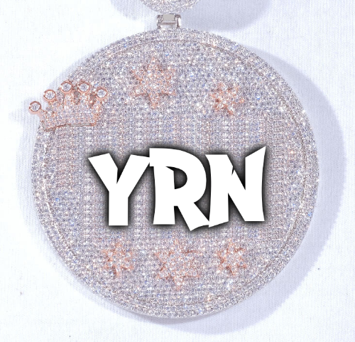 CUSTOM LETTER NECKLACE 3D BIG CROWN DISC