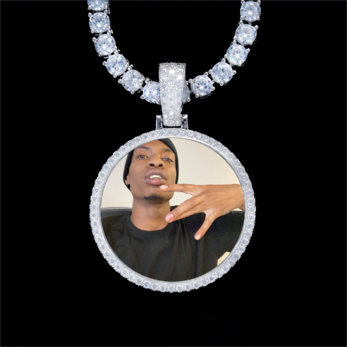 925S & VVS Moissanite 3D Circle Custom Picture Pendant