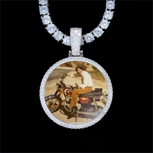 925S & VVS Moissanite 3D Circle Custom Picture Pendant