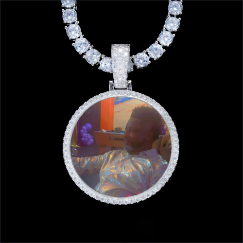 925S & VVS Moissanite 3D Circle Custom Picture Pendant