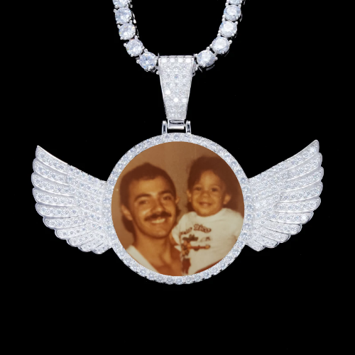 925S & VVS Moissanite 3D Wing Custom Picture Pendant