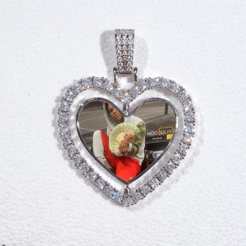 3D Spinning 2-Faced Heart Custom Picture Pendant