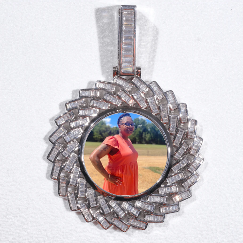 Large 3D Baguette Custom Picture Pendant