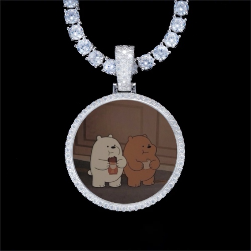 925S & VVS Moissanite 3D Circle Custom Picture Pendant