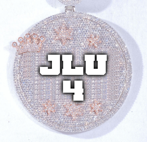 CUSTOM LETTER NECKLACE 3D BIG CROWN DISC