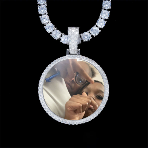 925S & VVS Moissanite 3D Circle Custom Picture Pendant