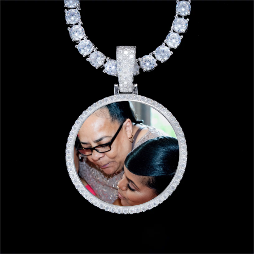 925S & VVS Moissanite 3D Circle Custom Picture Pendant