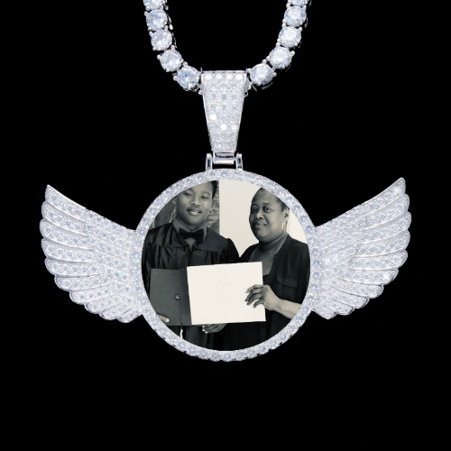 925S & VVS Moissanite 3D Wing Custom Picture Pendant